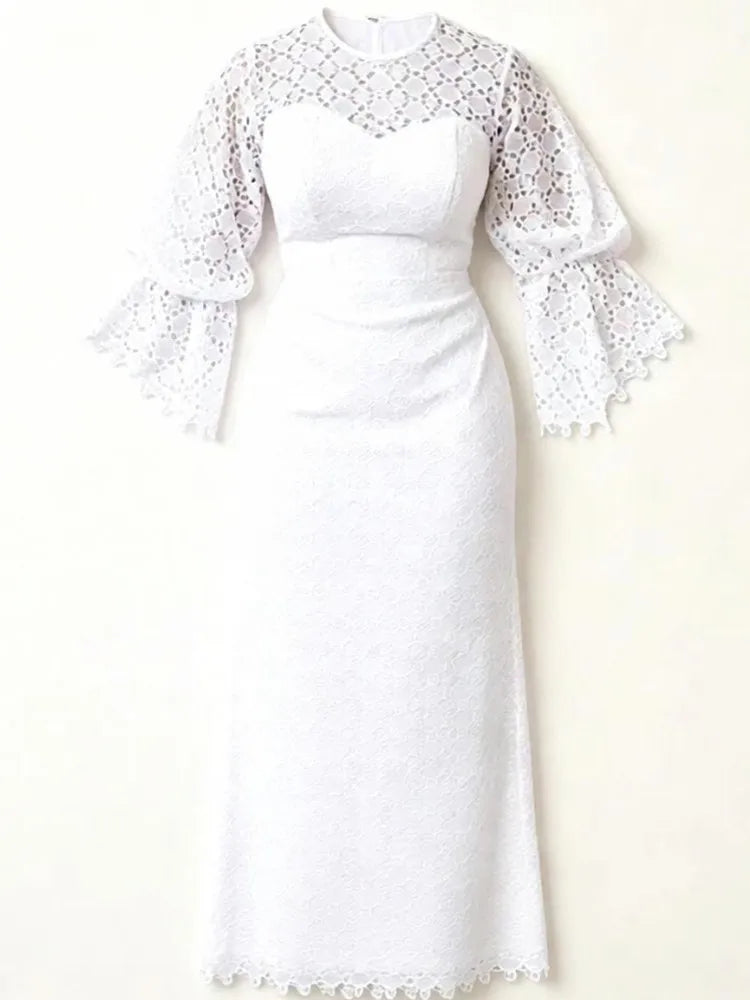 Elegant Hollow Out African Maxi Kaftan Dress for Women