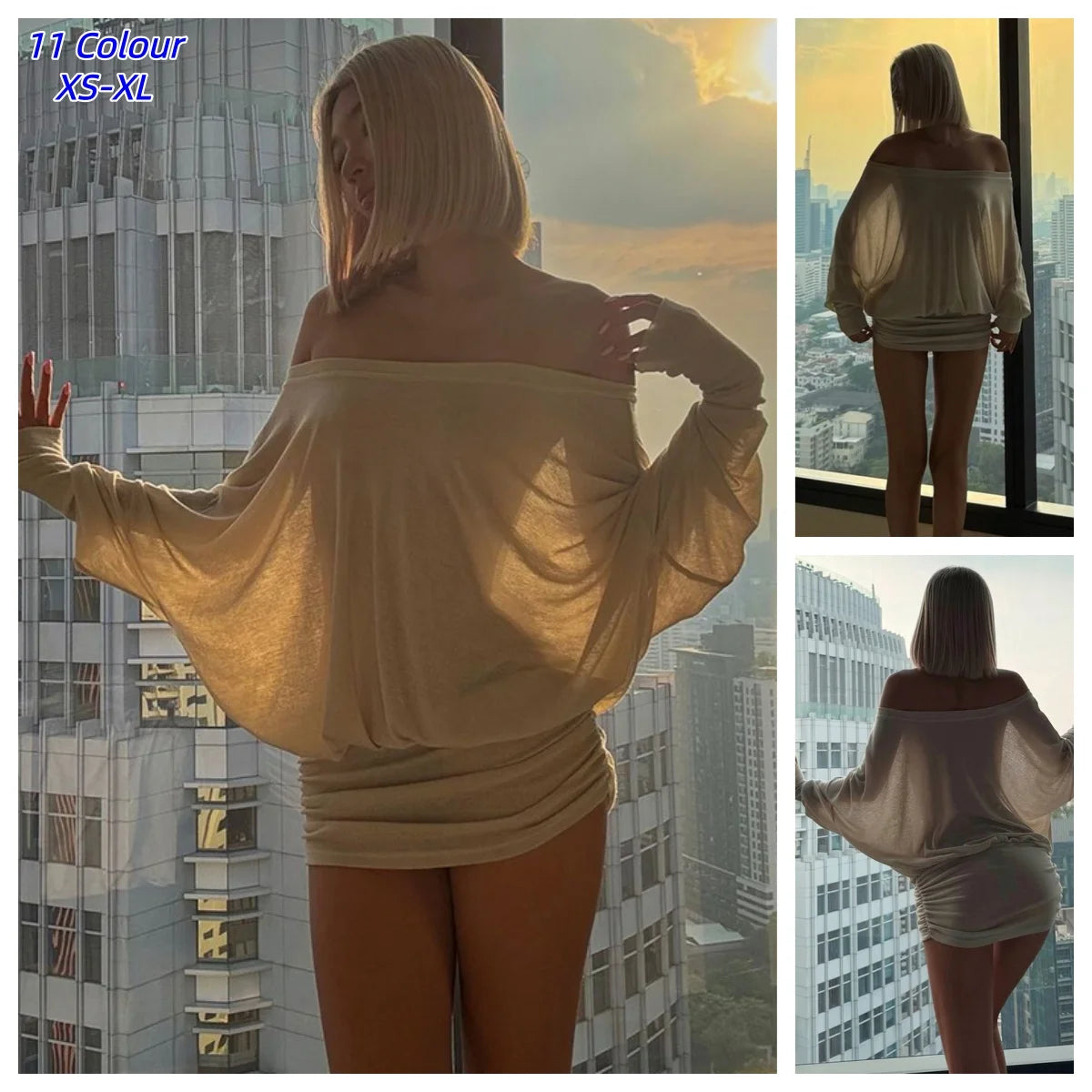 Elegant Ruched Off Shoulder Knit Mini Dress For Women