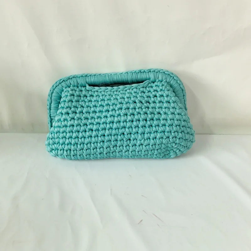 Fashion High-end Clutch Bag Hand-crocheted Clip Bag Simple Versatile Chain Cloud Bag New Leisure Travel Women's Underarm Bag