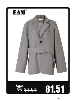 [EAM]  Women Black Cross Bandage Short Blazer New Lapel Long Sleeve Loose Fit  Jacket Fashion Tide Spring Autumn 2025 1T126