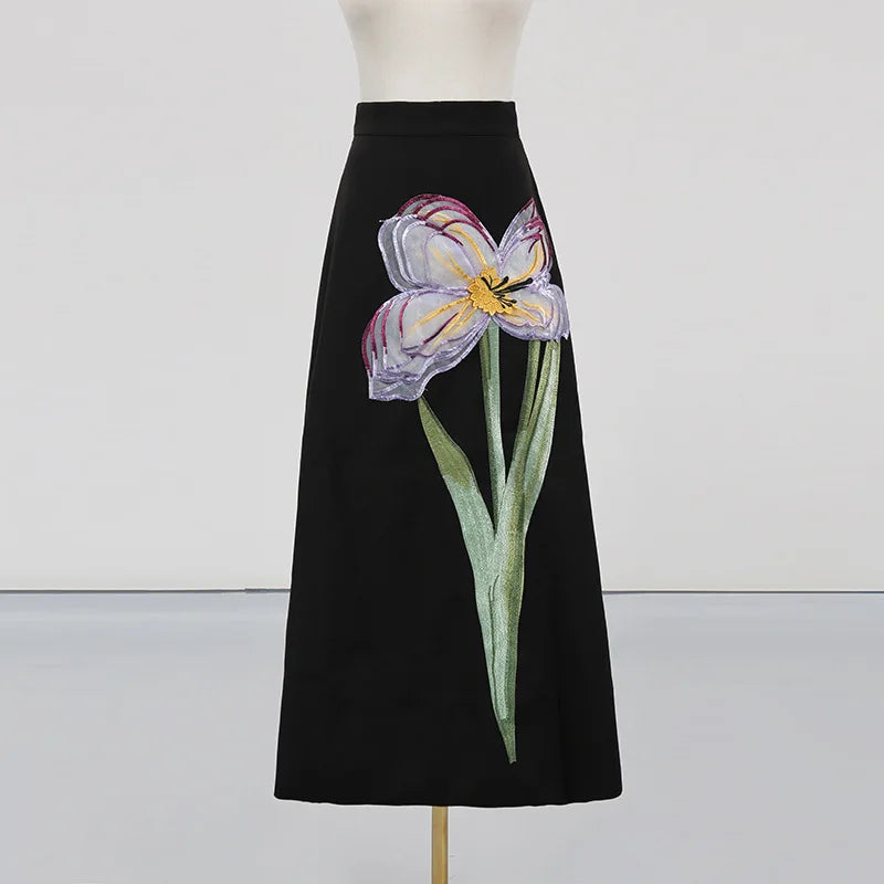 Elegant Floral Backless Cropped Top Two Piece Set for Women