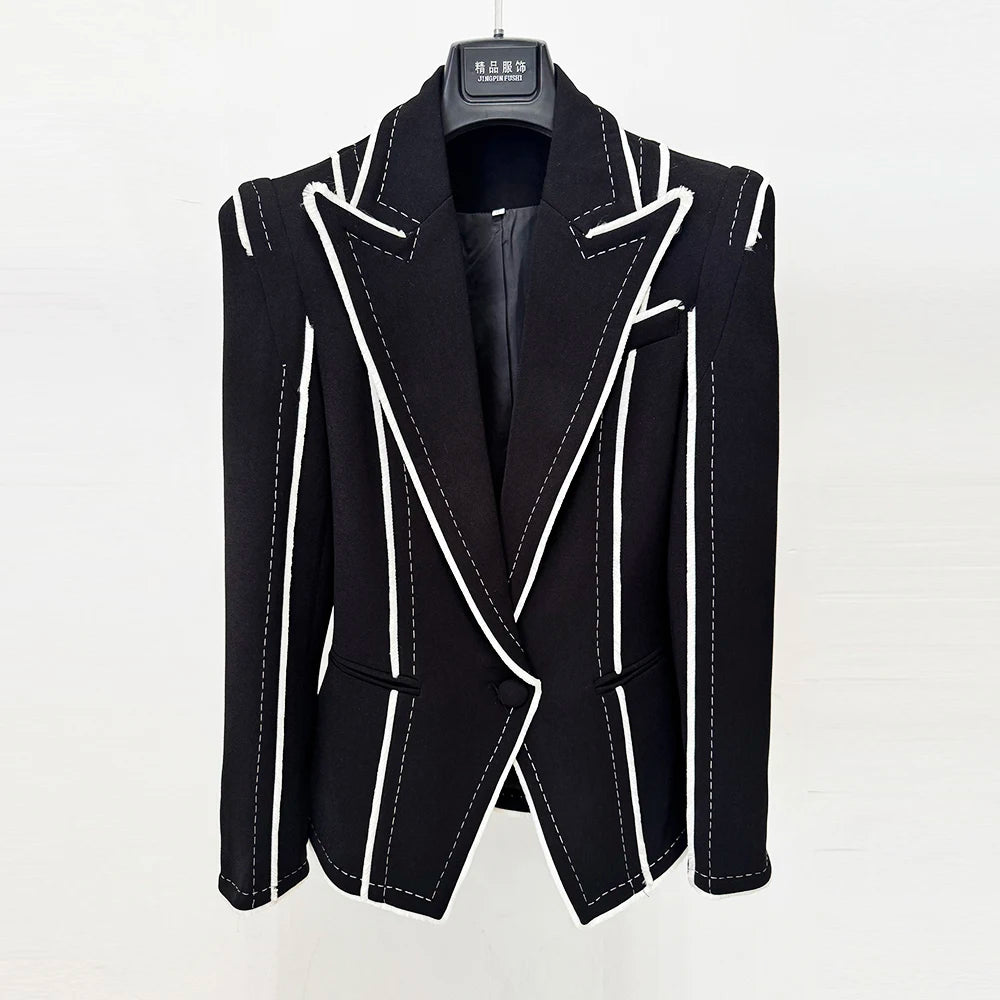 HIGH STREET Newest Fashion 2026 Designer Jacket Women's Fringed Tassel Slim Fitting Blazer