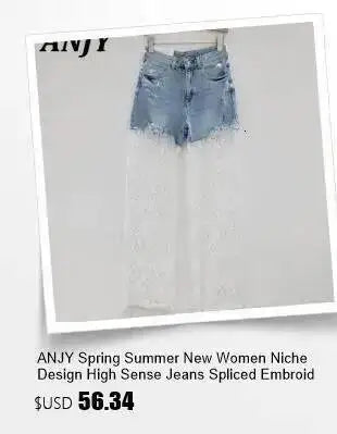 ANJY Autumn New Women's Streetwear Y2K Chic Fashion Safari Style Niche Personality Spliced Button Jeans Casual Denim Pants A7689
