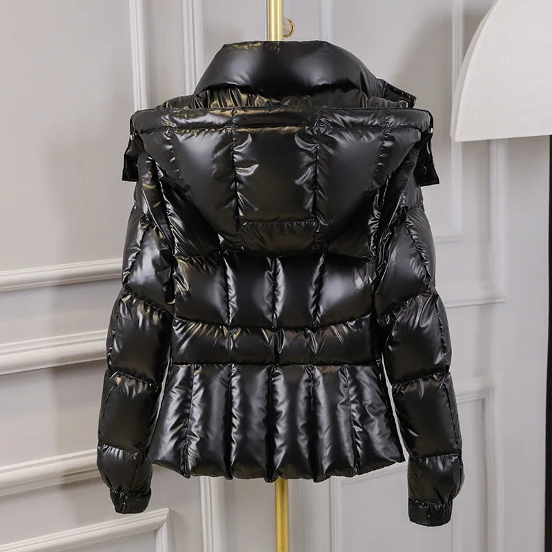 Glossy Hooded Down Jacket