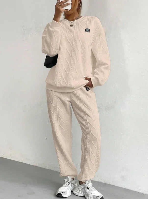 Casual Two Piece Sets Womens Outifits Streetwear Autumn and Winter 2024 New Long Sleeved Round Neck Hoodie and Y2k Pants Suit