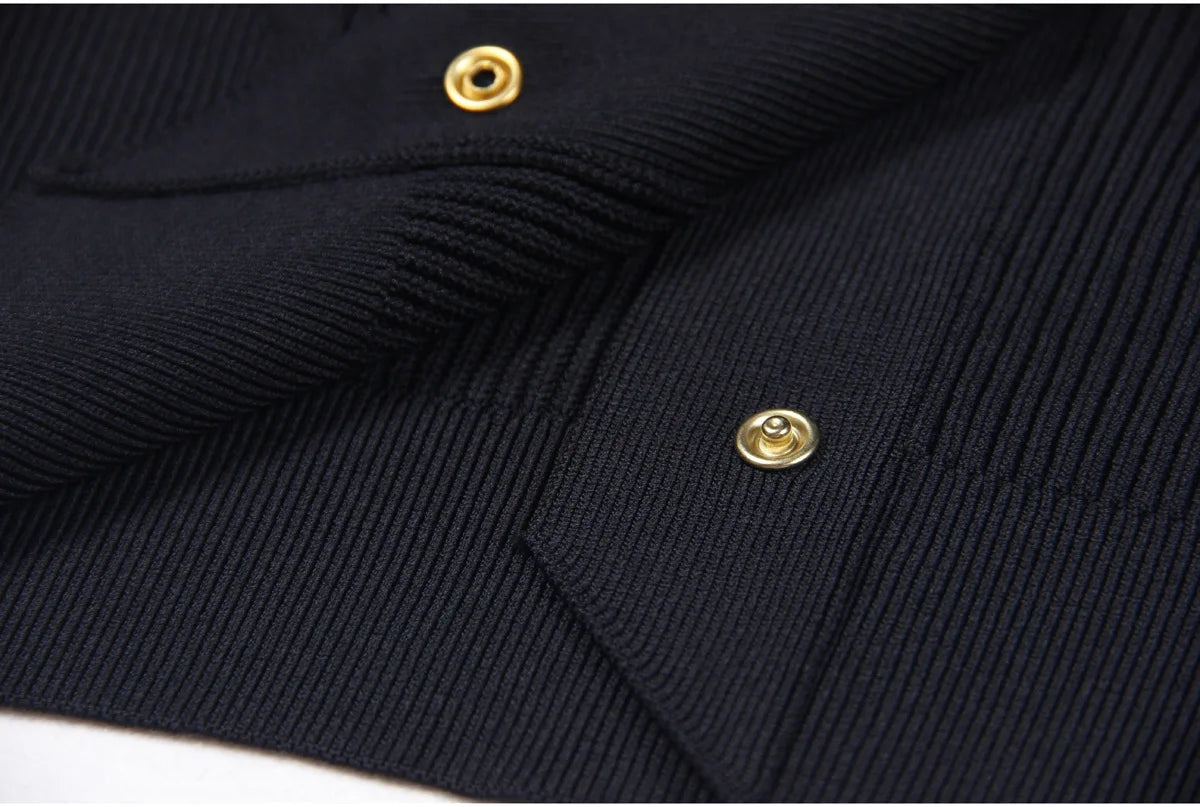 High-end Spring and Autumn New Fashion Women's Knitted Jacket Slim Elegant Commuter Knitted Top Cardigan Hidden Button Sweater