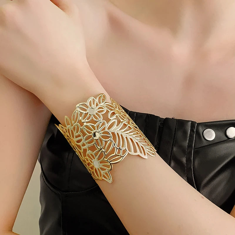 Layered Geometric Metal Cuff Bracelet