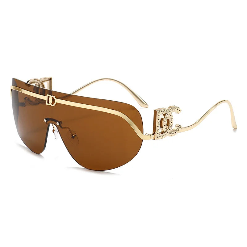 Oversized Gold Shield Sunglasses
