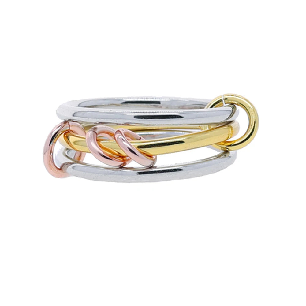 Gold Tone Pink Zircon Stacking Band Rings for Women