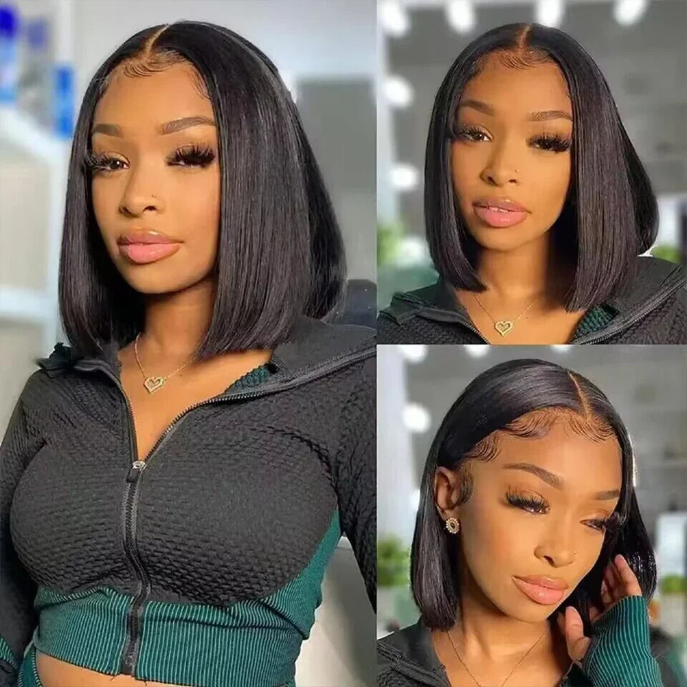 Short Bone Straight Malaysian Human Hair Bob Wig for Women