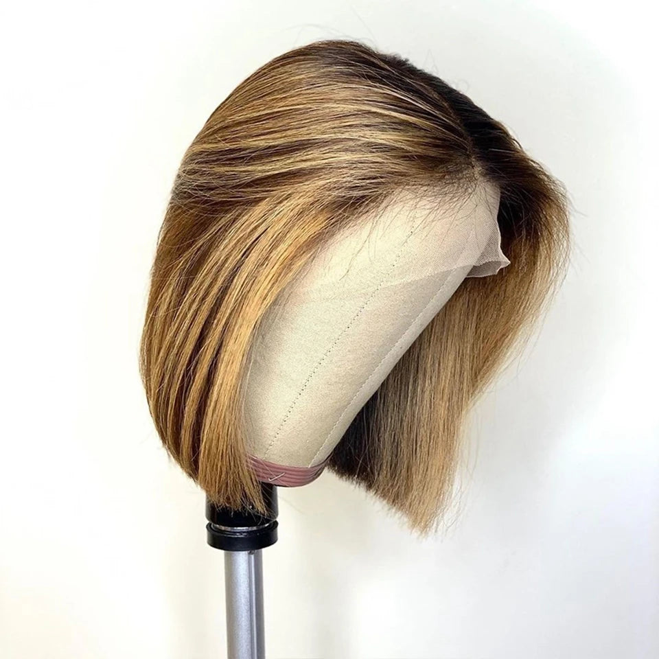 Glueless Pre-Plucked Brazilian Human Hair Lace Bob Wig for Women