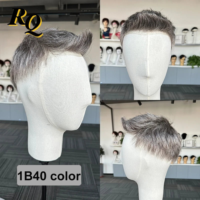 Pre Styled Human Hair Toupee For Men With Thin Skin Base