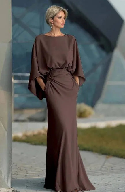 Satin Backless Ruched Evening Gown