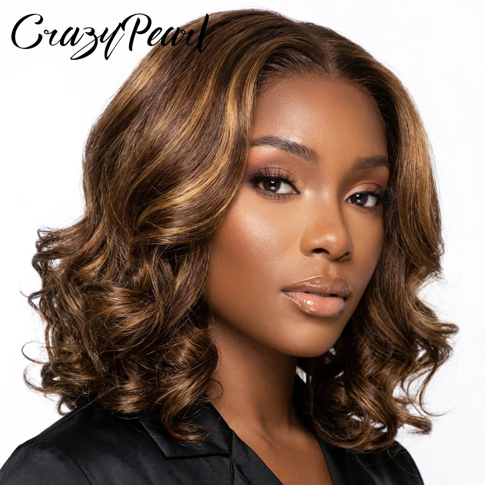 Human Hair Ombre Loose Wave Lace Closure Bob Wig for Women