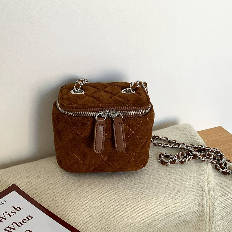 Mini Denim Crossbody Bag with Chain Strap for Women