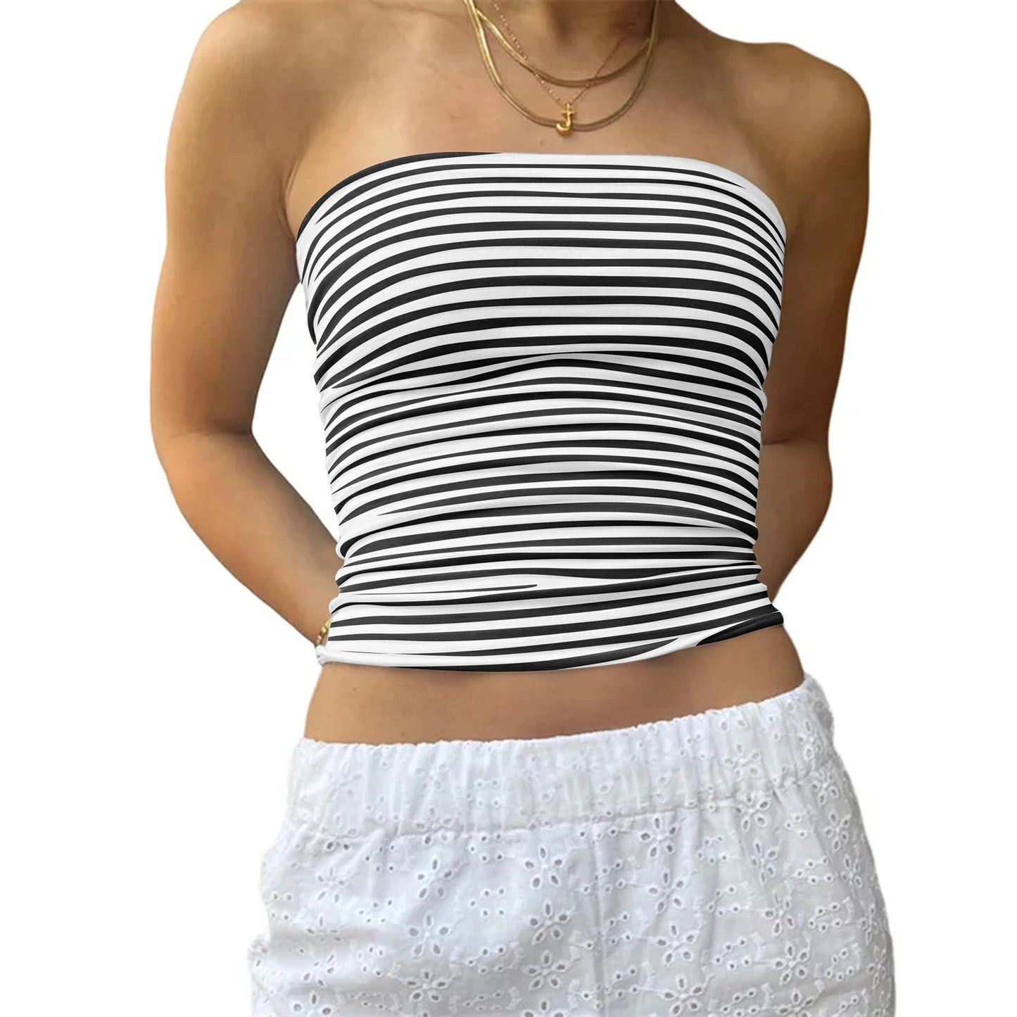 Strapless Off Shoulder Sleeveless Crop Top for Women