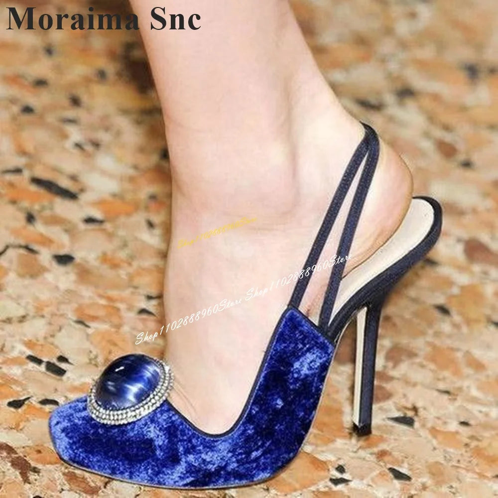 Green Suede Slingback Sandals with Button Detail for Women