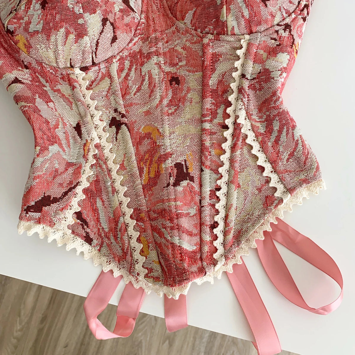 Vintage Floral Lace Spliced Camisole Tank Top for Women