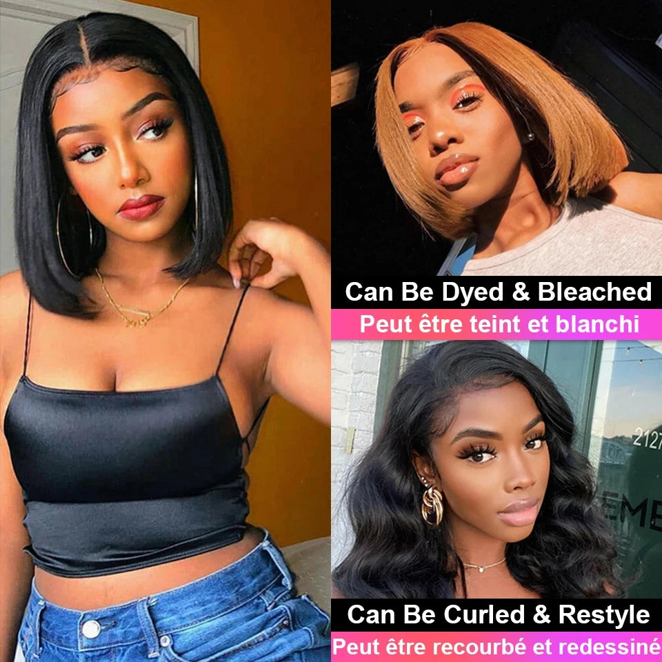 HD Straight Brazilian Human Hair Bob Lace Front Wig for Women