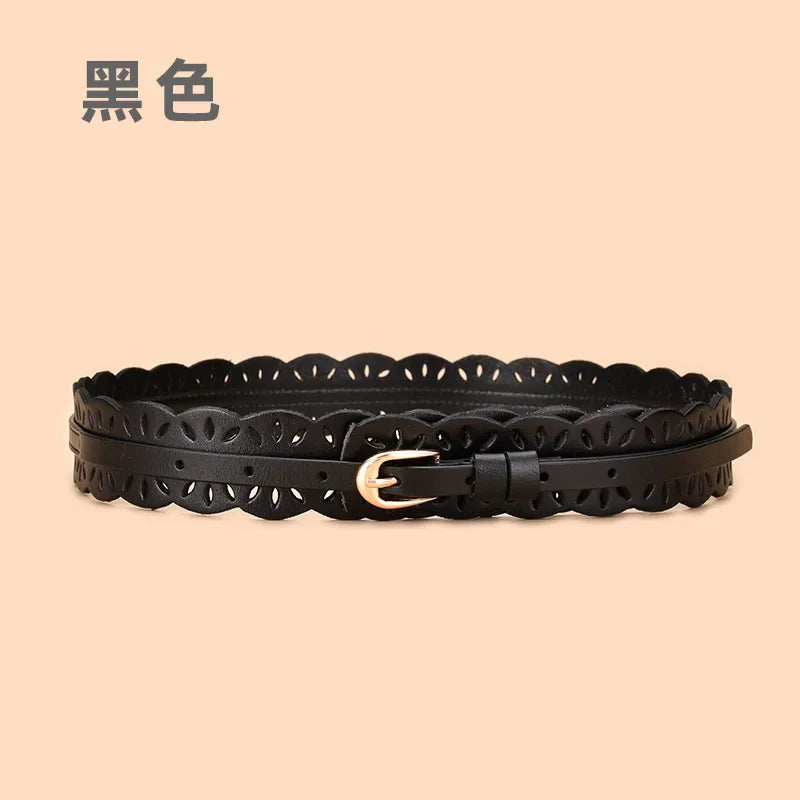 Soft Wide Hollow Out Leather Wraparound Belt for Women