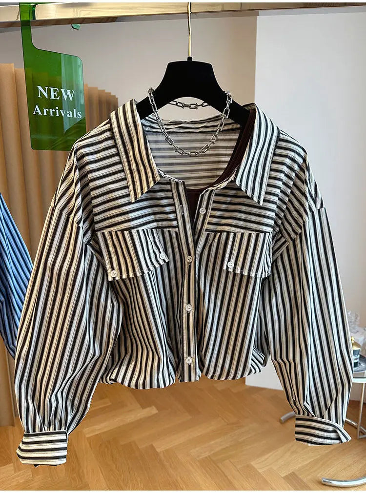 Loose Striped Spliced Lightweight Polyester Tank Top for Women