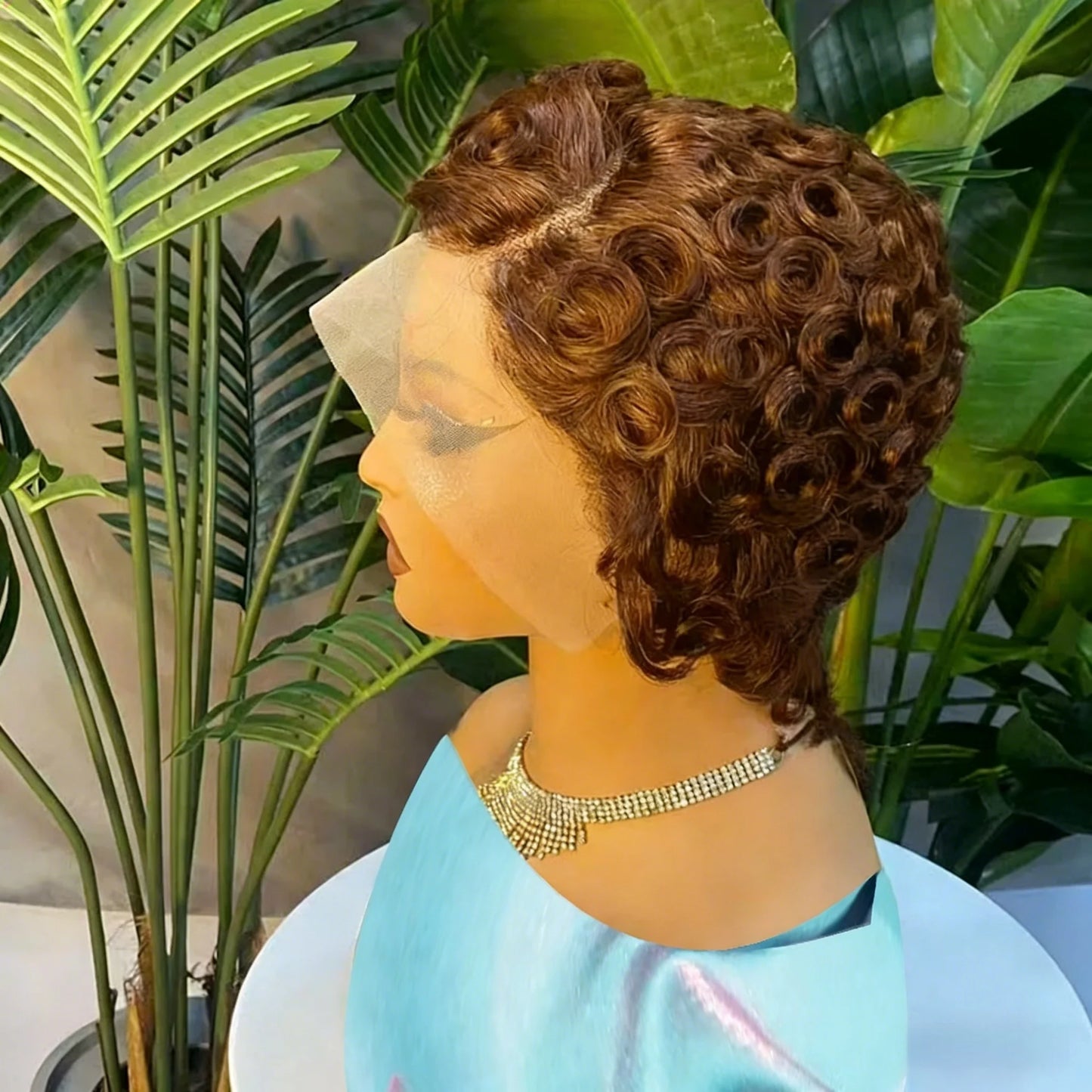 Curly Pixie Cut 13x4 Lace Front Short 6 Inch Layered Wig for Women