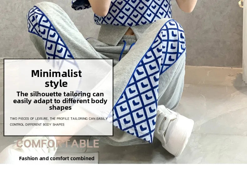 Checkered Casual High Waist Two Piece Set For Women