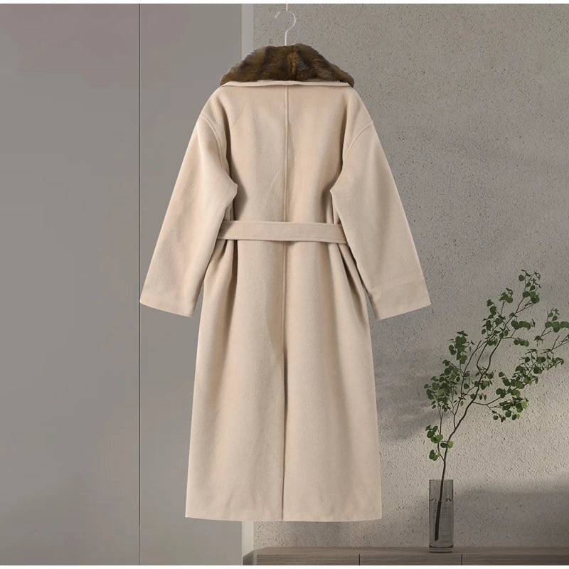 Vintage Women's Fur Coat Elegant Open Collar Thicken Full Sleeve Jacket With Furs Female 2025 New Autumn Winter Woman Clothes