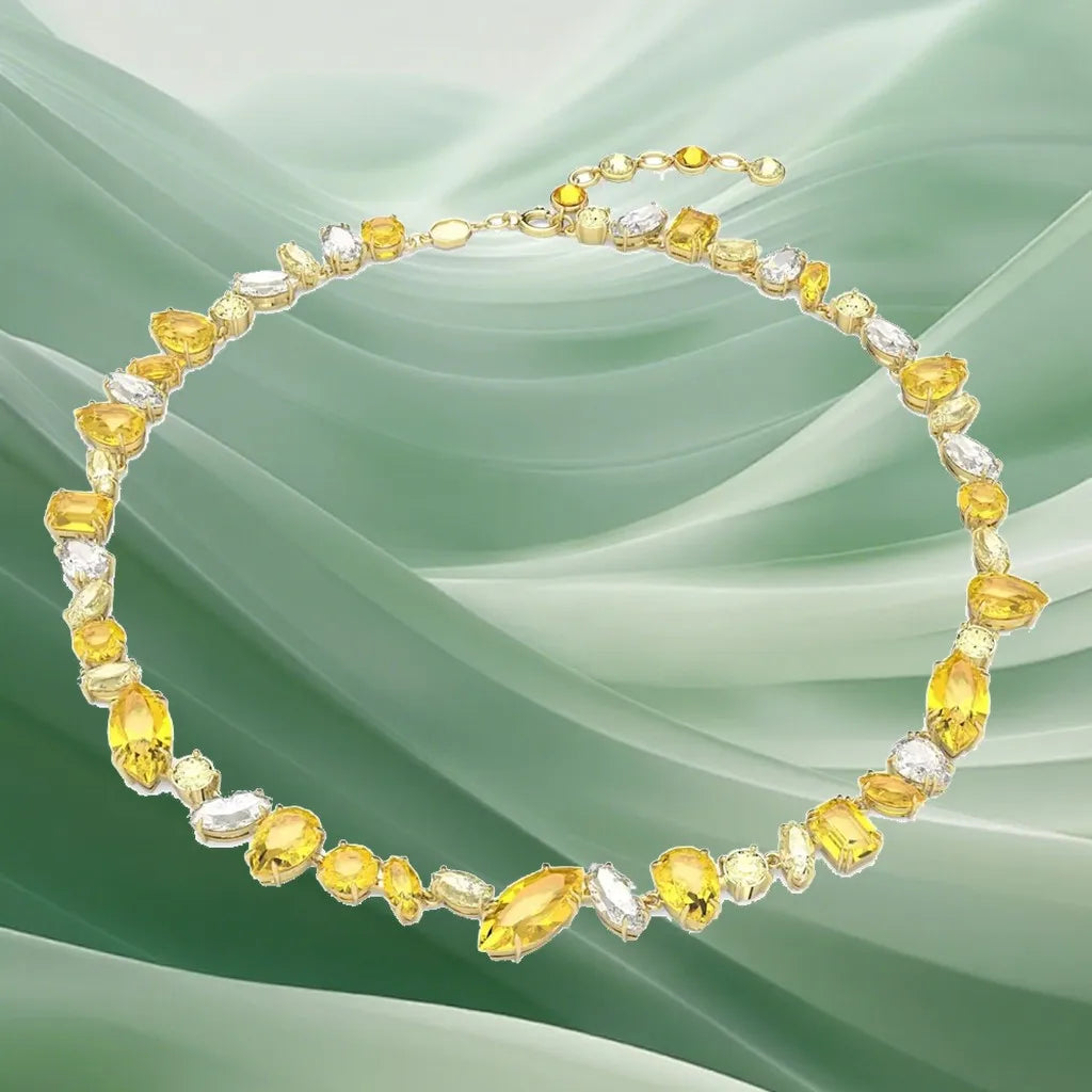 Radiant Mixed-Cut Gold-Plated Crystal Pendant for Women