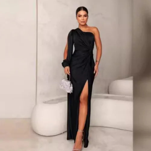Elegant One Shoulder Backless Maxi Dress for Women