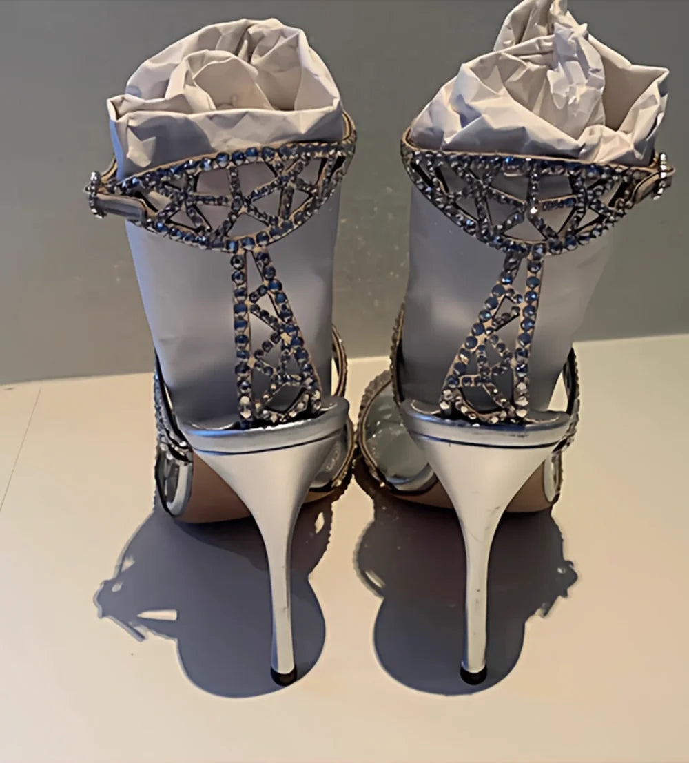 Rose Gold Crystal Stiletto Sandals