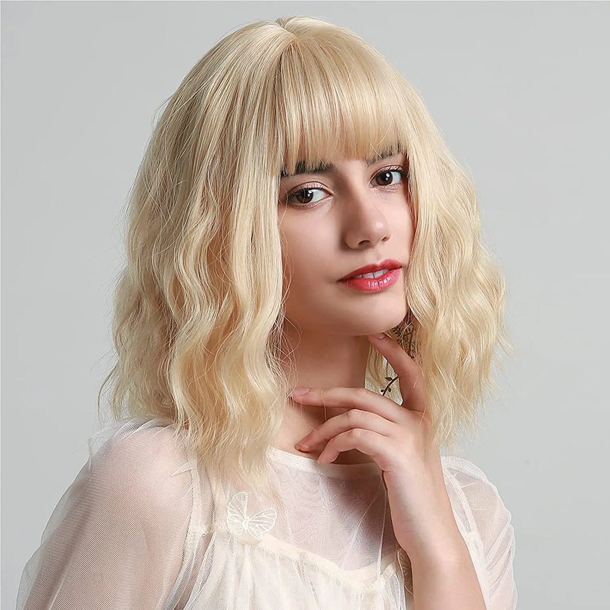Pastel Synthetic Wavy Shoulder Length Wig for Women