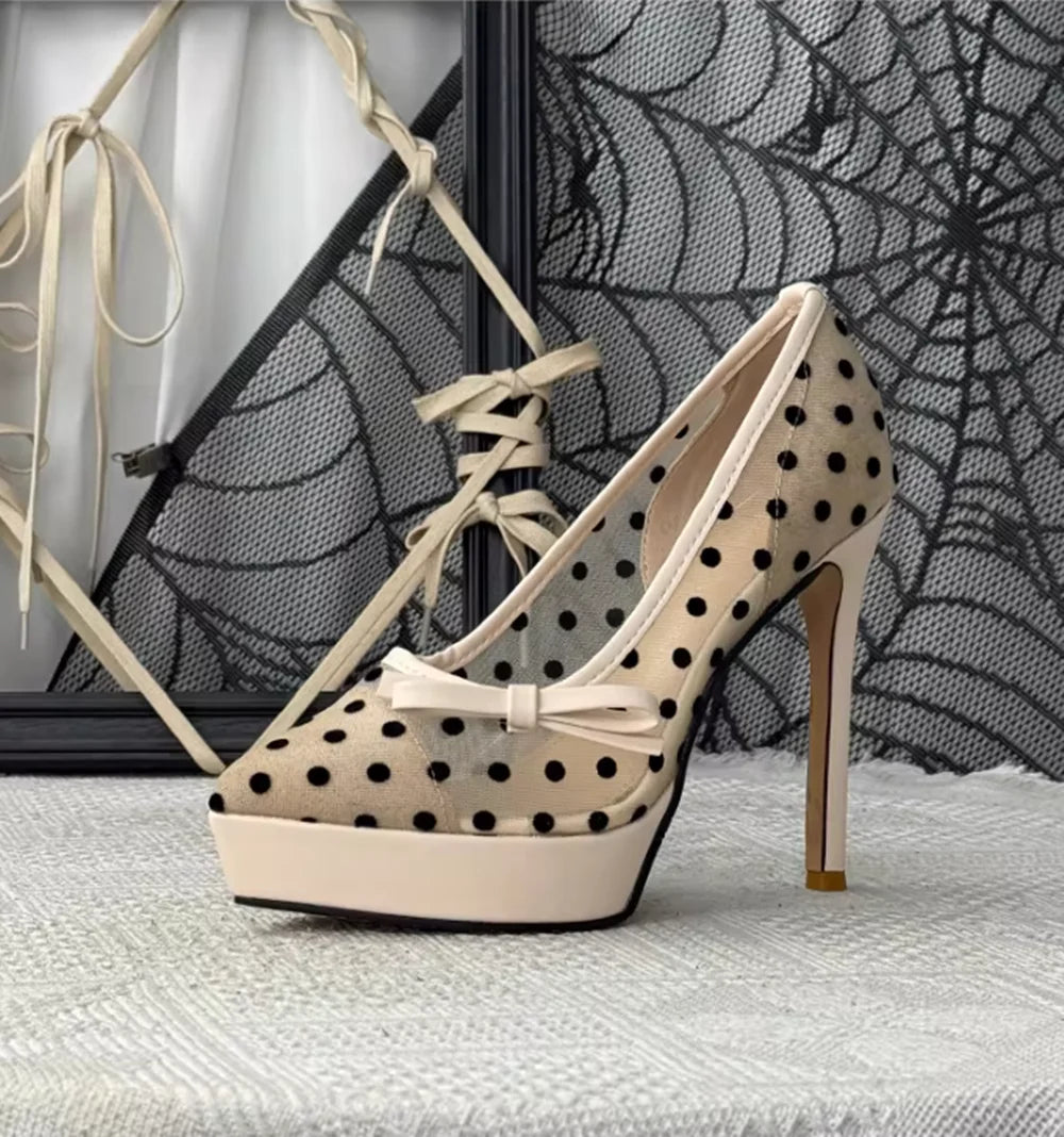 Polka Dot Bow Accent Pumps