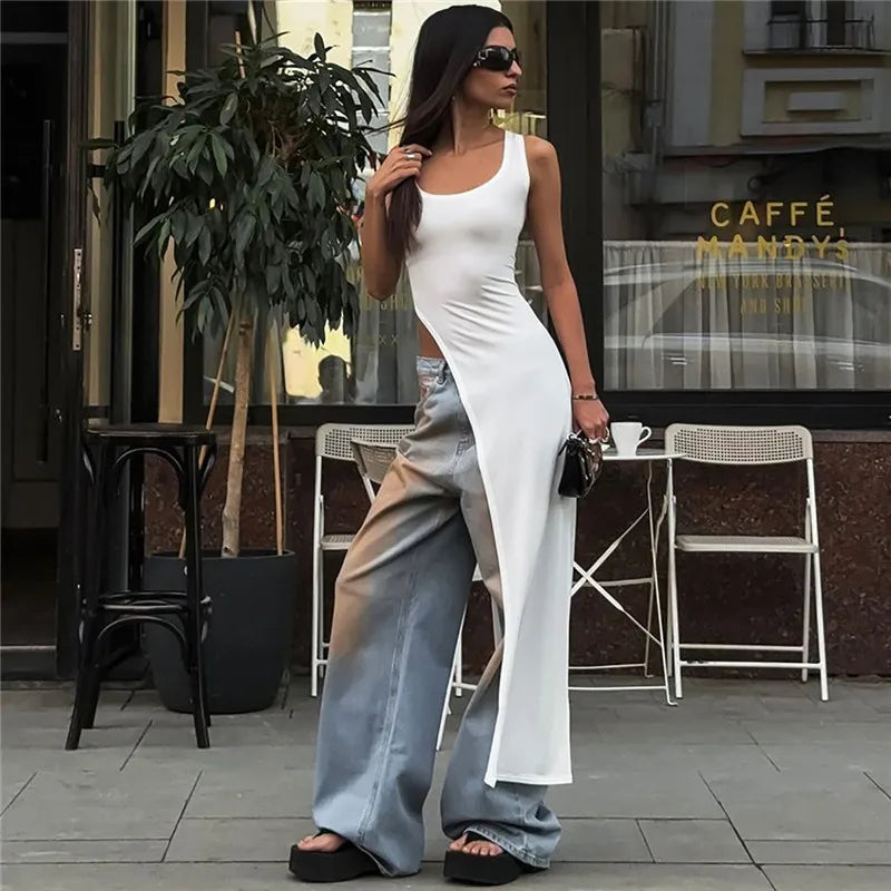 Elegant Asymmetrical High Slit Maxi Dress for Women