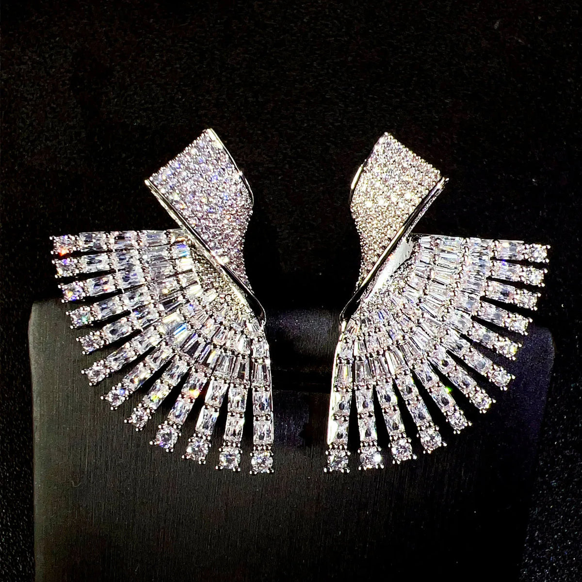 Sparkly Zircon Fan-Shaped Drop Earrings for Women Collection