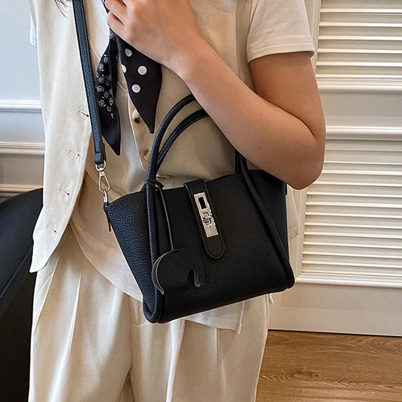 Fashion Design Women Bucket Bag Brand Trendy Basket Bag Versatile Simple Solid Color Texture Women's Bag Shoulder Crossbody Bag