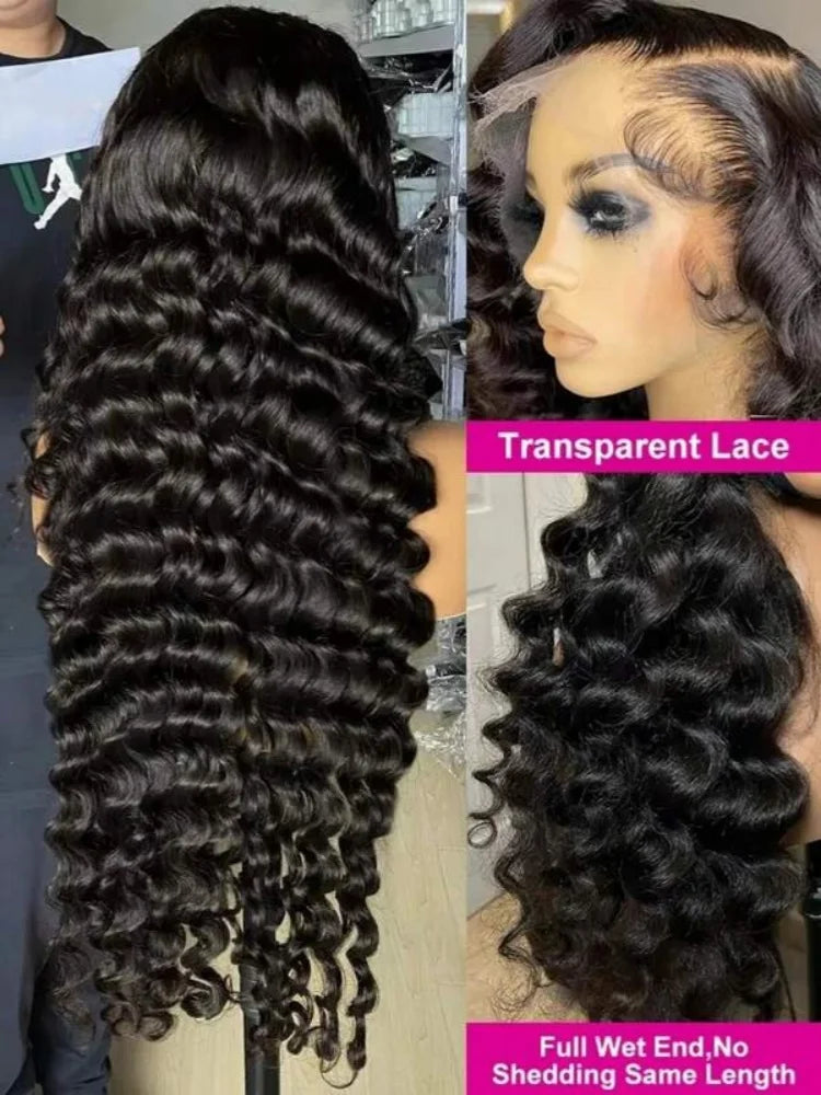 Pre Plucked Deep Wave Lace Front Human Hair Wig for Women