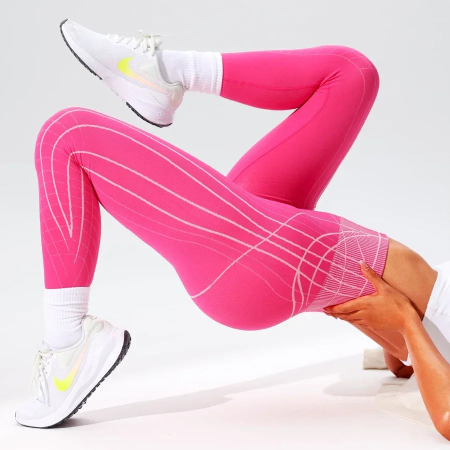 Women Sports Stripe Leggings Seamless Yoga Pants Sportswear Woman Gym Trousers High Waist Tummy Control Fitness Workout Leggings