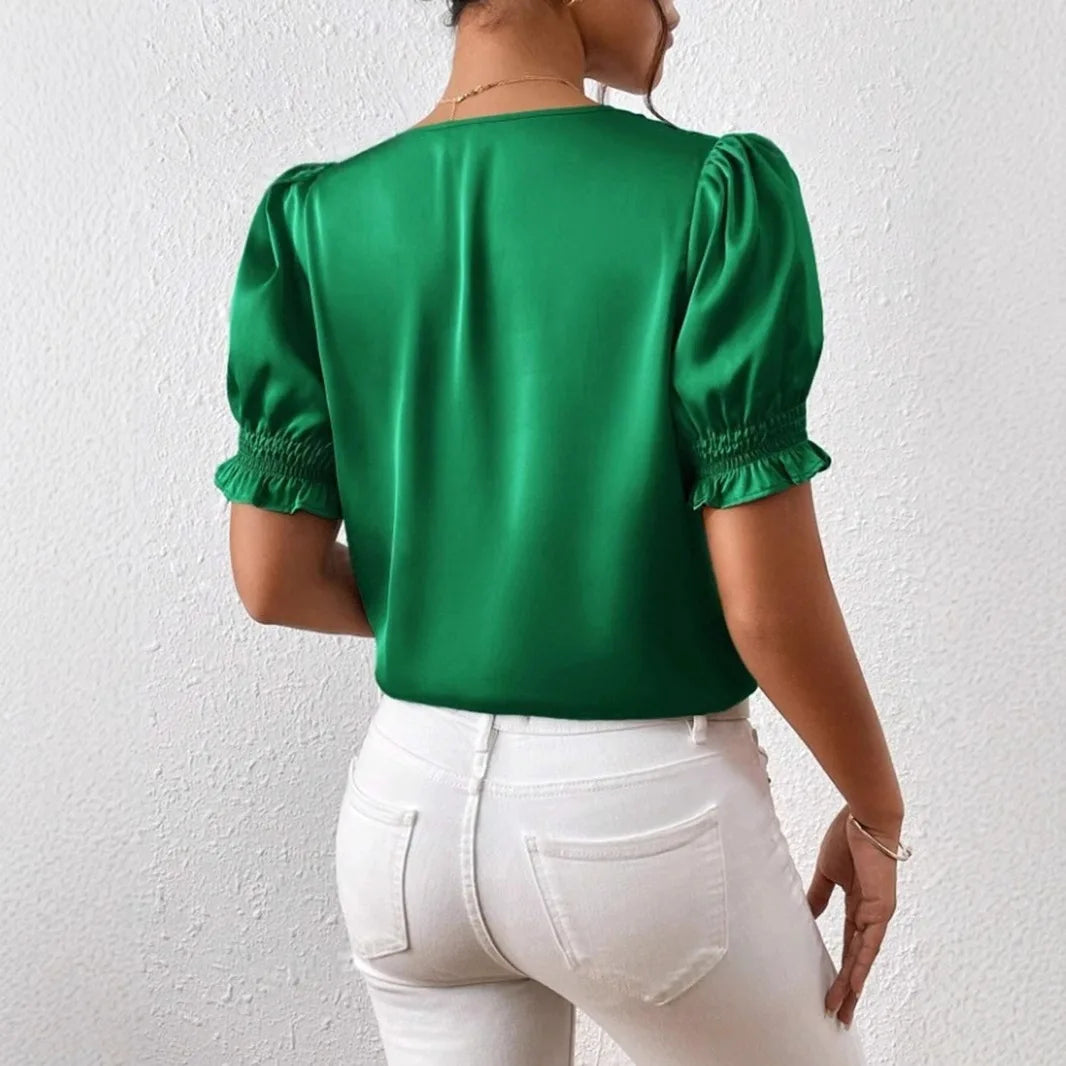 Elegant Satin Loose Fit Blouse for Women Summer Office