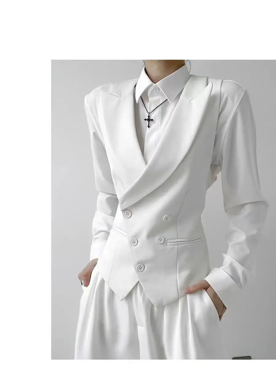 Slim Fit Black V-Neck Single Breasted Suit Vest for Women