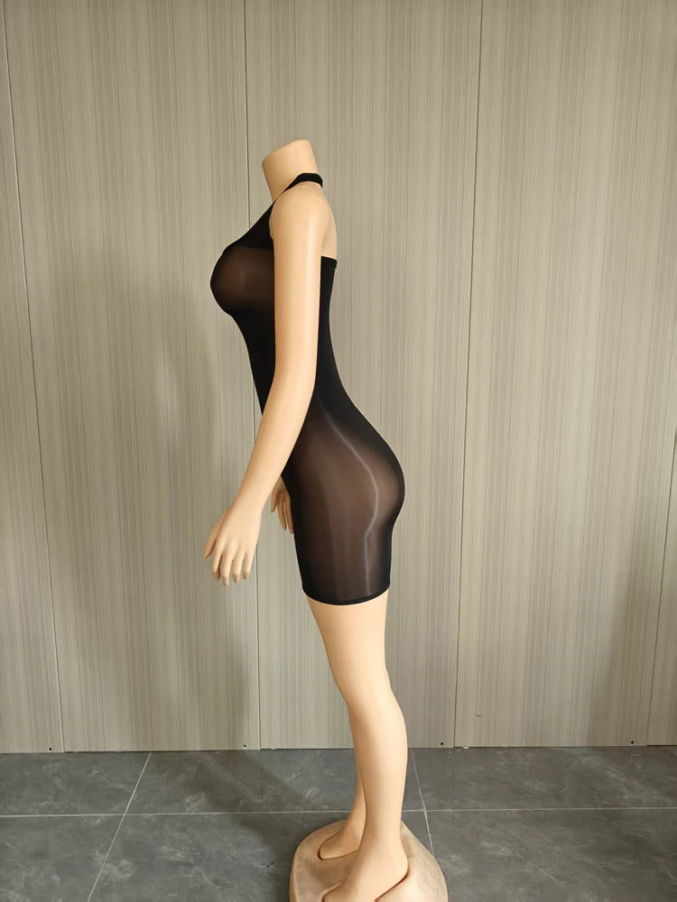 Glossy Stretch Sleeveless One Piece Short Romper for Women