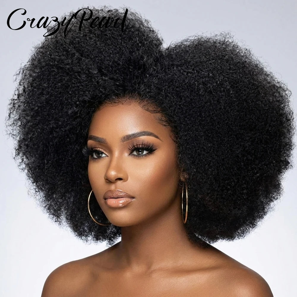 Afro Kinky Curly Lace Front Human Hair Wig for Women
