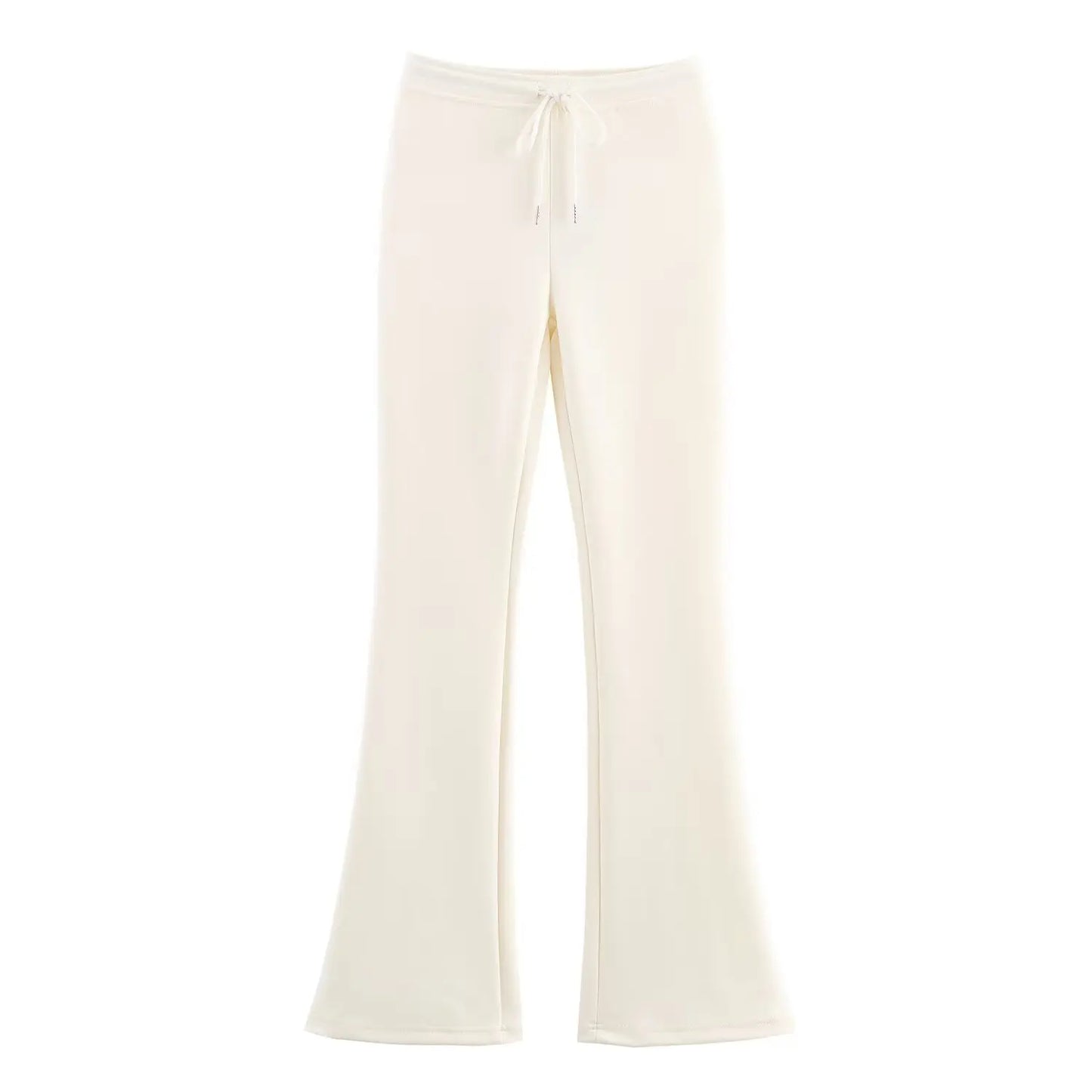Solid Color Pilot Jacket and Lace-Up Flared Pants Two-Piece Set for Women