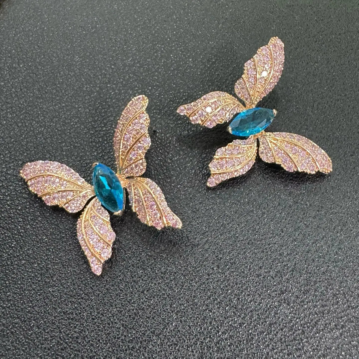 Trendy Zircon Butterfly Earrings and Necklace Set for Women