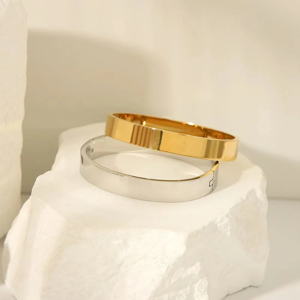 Waterproof Oval Stainless Steel Bangle Bracelet for Women