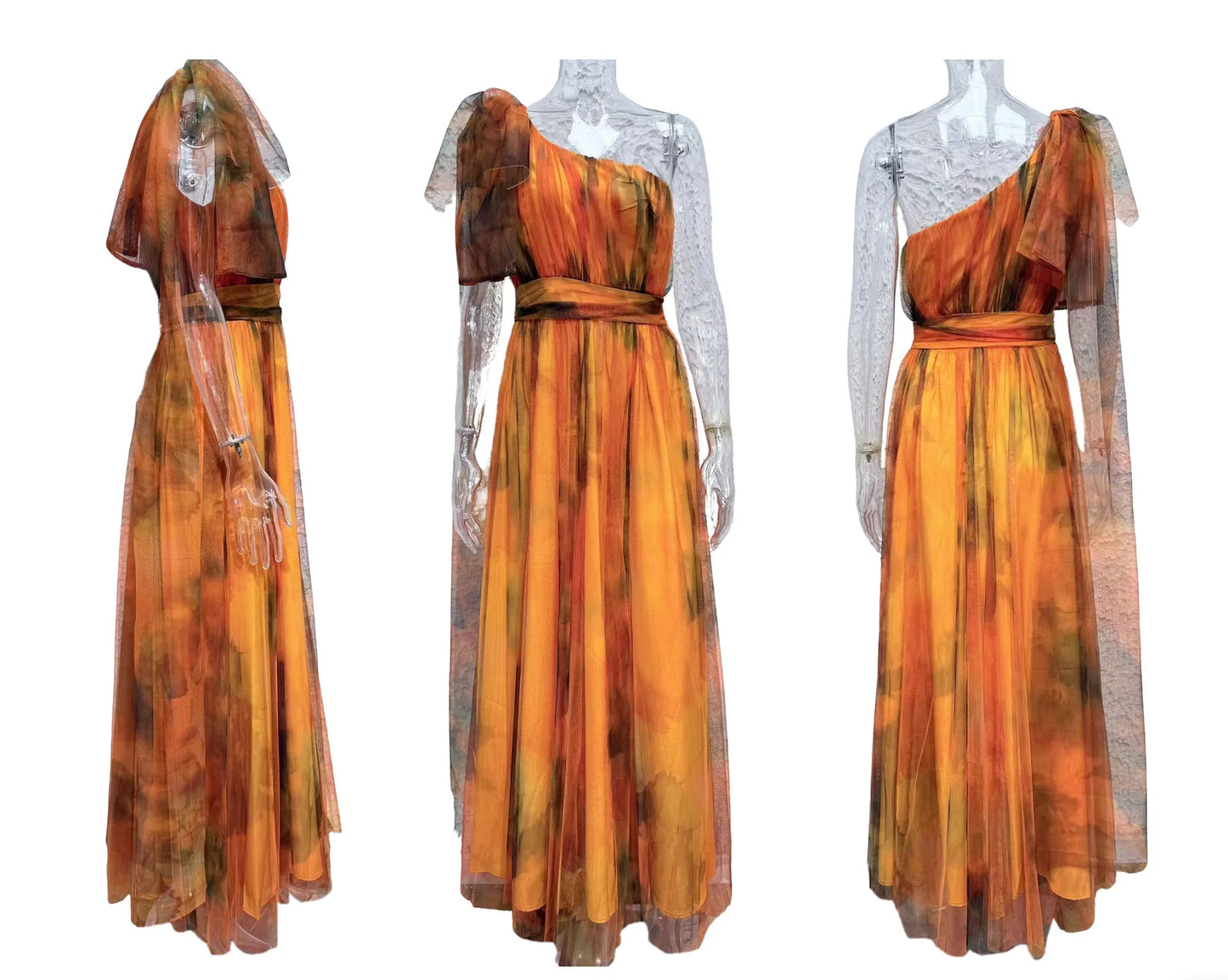 Casual Party Mesh Printed Lightweight A-Line Dress for Women