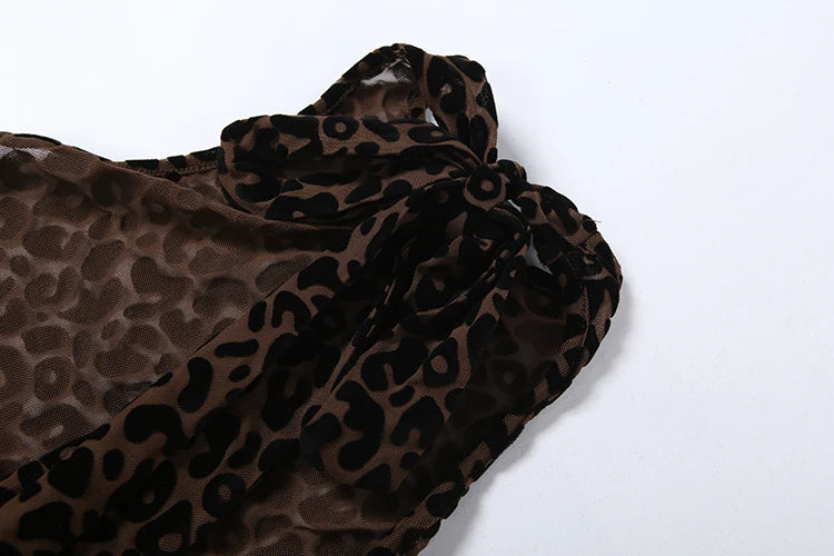 Leopard Print Backless Sleeveless Halter Romper for Women