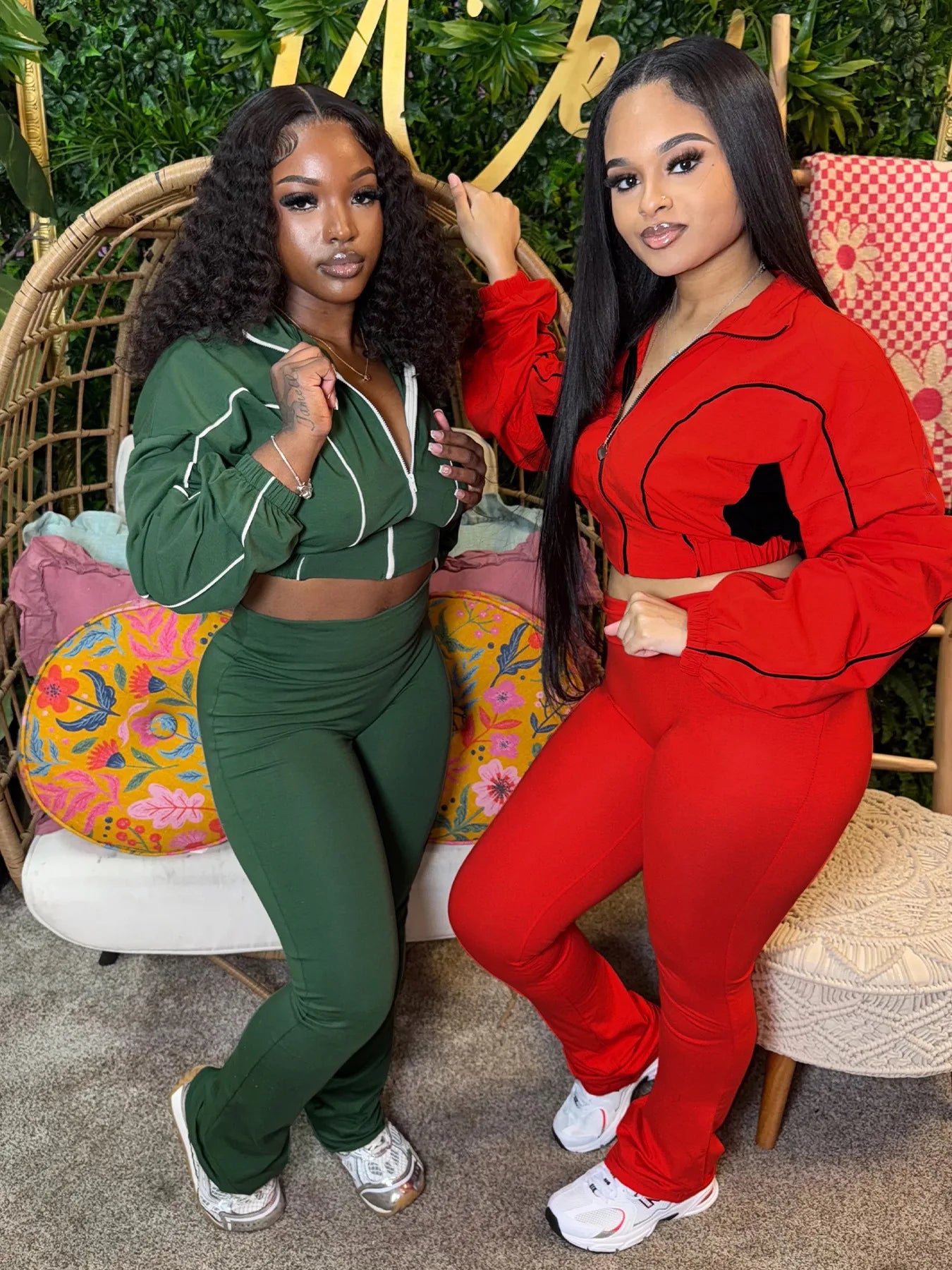 FAGADOER Casual Stripe Patchwork 2 Pieces Set for Woman Zip Long Sleeves Ruched Crop Top + Flare Pants Tracksuit Female Jogger