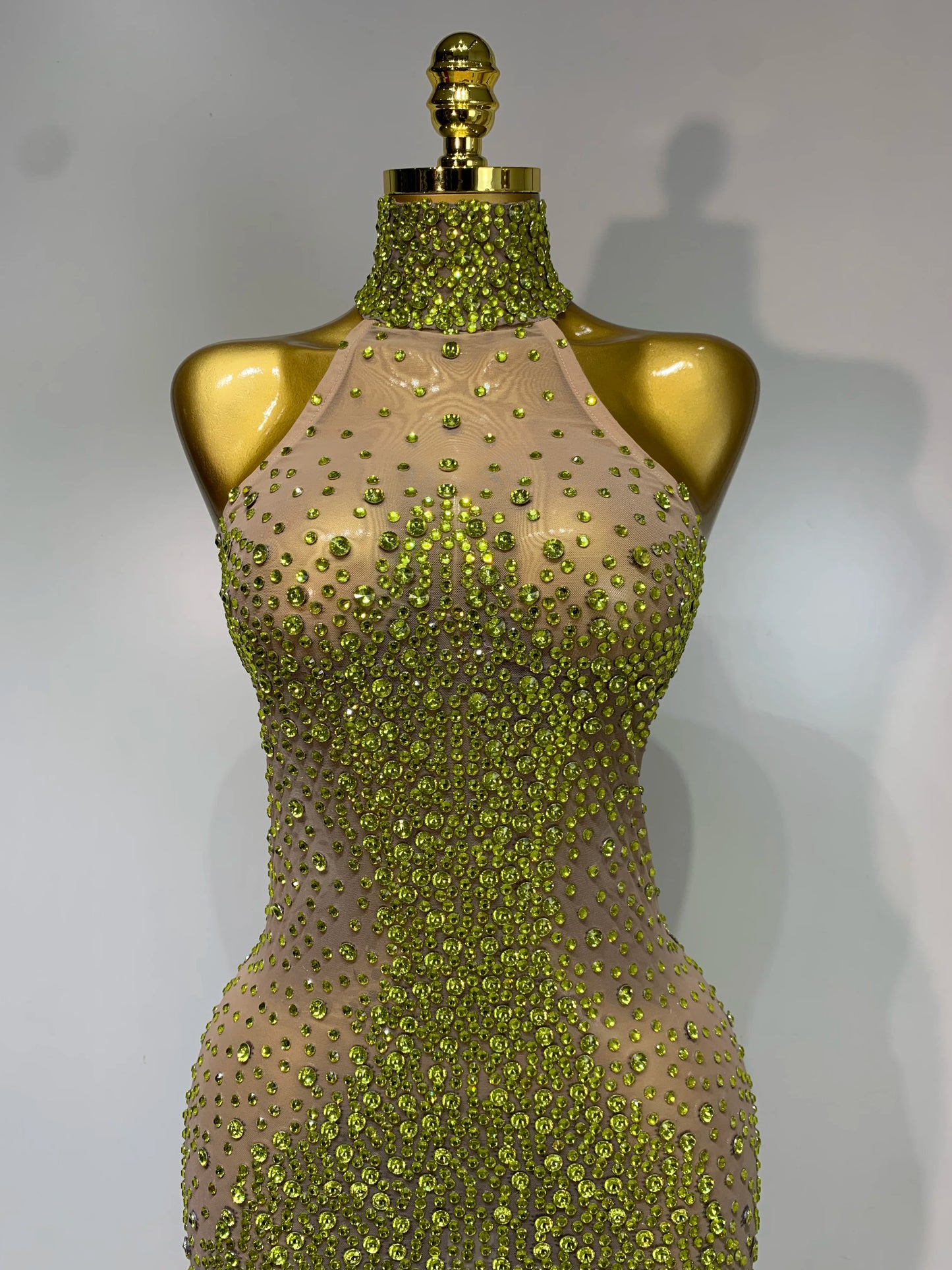 2025 New Sleeveless Mesh See Through Long Dress Sexy Backless Sparkly Rhinestone Dress Celebration Festival Evening Party Gowns