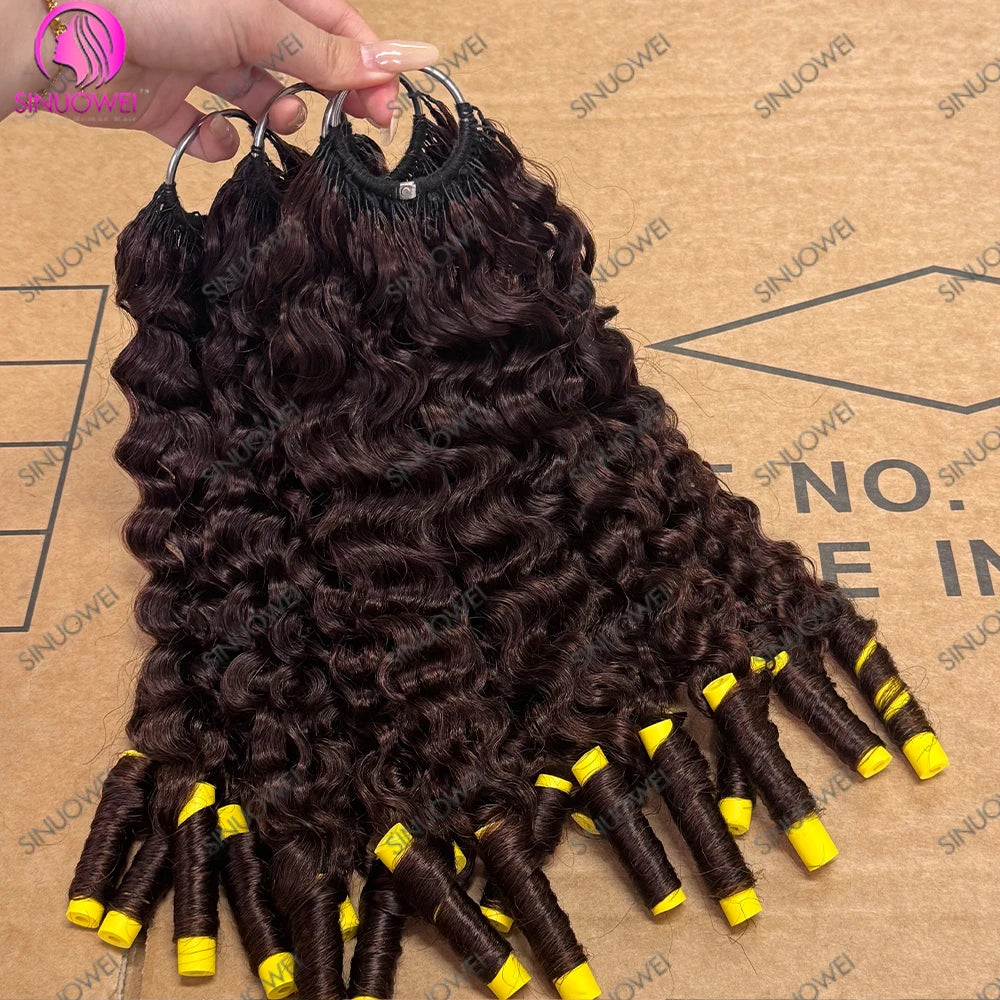 Chocolate Brown Curly Crochet Human Hair Extensions for Women